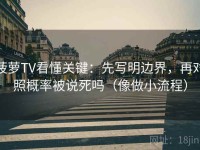 菠萝TV看懂关键：先写明边界，再对照概率被说死吗（像做小流程）