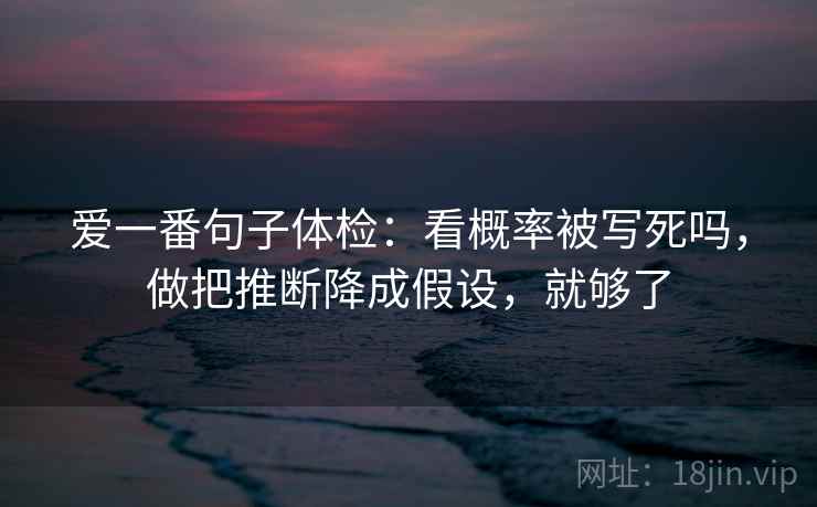 爱一番句子体检：看概率被写死吗，做把推断降成假设，就够了
