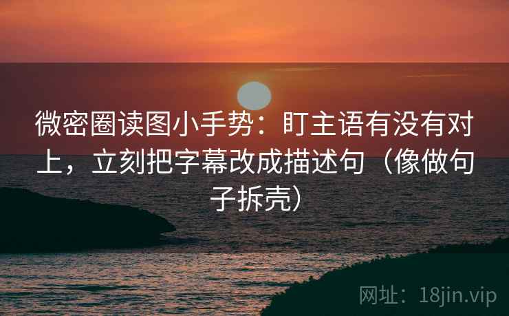 微密圈读图小手势：盯主语有没有对上，立刻把字幕改成描述句（像做句子拆壳）